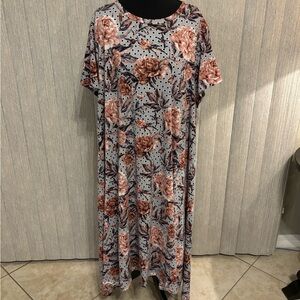3XL Floral and Polka Dot Lularoe Carly Hi Low Dress